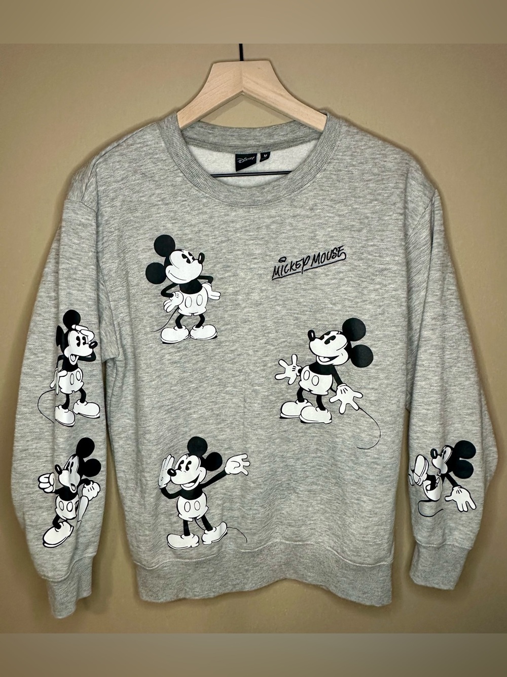 Disney Mickey Mouse Allover Graphic Crewneck Sweatshirt – Size M